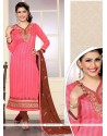 Preferable Pink Designer Straight Salwar Kameez