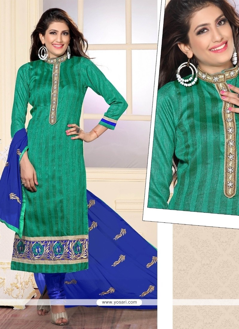 Urbane Embroidered Work Jute Silk Designer Straight Salwar Suit