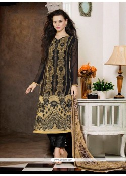 Immaculate Resham Work Black Georgette Pant Style Suit