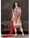 Sumptuous Embroidered Work White Georgette Pant Style Suit