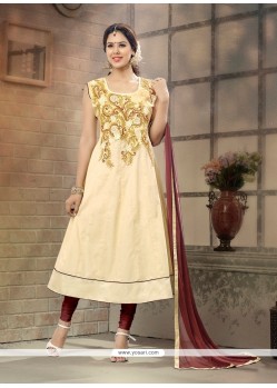 Majesty Cream Anarkali Salwar Suit