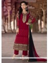 Stylish Resham Work Red Designer Pakistani Suit