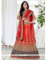 Sumptuous Embroidered Work Red A Line Lehenga Choli