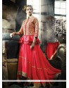 Astounding Resham Work Net Pink Designer Gown