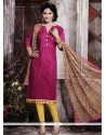 Elegant Print Work Hot Pink Designer Straight Salwar Kameez