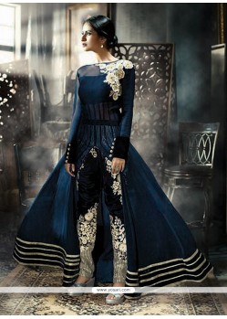 Ethnic Net Blue Zari Work Designer Salwar Suit