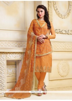 Noble Orange Banarasi Silk Churidar Salwar Suit