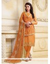Noble Orange Banarasi Silk Churidar Salwar Suit