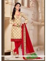 Appealing Print Work Cream Banglori Silk Churidar Designer Suit