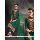 Lustrous Green Embroidered Work Georgette Churidar Salwar Suit