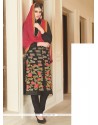 Innovative Black Lace Work Georgette Churidar Salwar Suit