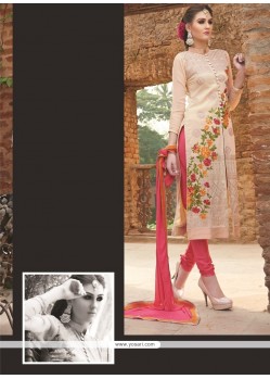 Elegant Lace Work Georgette Churidar Salwar Kameez