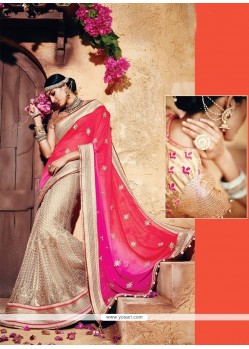 Sterling Patch Border Work Beige And Pink Classic Designer Saree