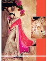 Sterling Patch Border Work Beige And Pink Classic Designer Saree