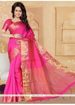Bewitching Banarasi Silk Hot Pink Designer Saree