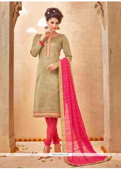 Distinctive Banarasi Silk Beige Churidar Salwar Suit
