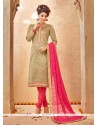 Distinctive Banarasi Silk Beige Churidar Salwar Suit