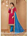 Stupendous Banarasi Silk Red Lace Work Churidar Designer Suit