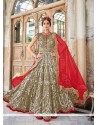 Awesome Green And Red Anarkali Salwar Suit