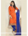 Haute Lace Work Orange Churidar Designer Suit