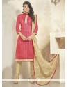 Preferable Bhagalpuri Silk Peach Churidar Designer Suit