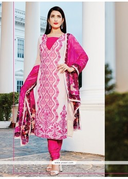 Compelling Georgette Hot Pink Embroidered Work Churidar Designer Suit