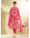 Talismanic Bhagalpuri Silk Hot Pink Designer Straight Salwar Kameez