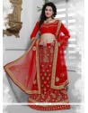 Intriguing Embroidered Work Red Net A Line Lehenga Choli