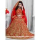 Magnificent Embroidered Work Red A Line Lehenga Choli