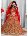 Magnificent Embroidered Work Red A Line Lehenga Choli