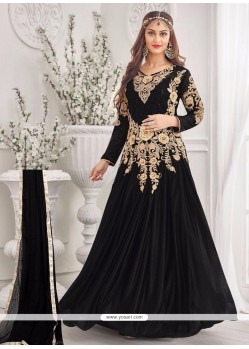 Lycra Black Lace Work Designer Gown