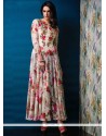Lustre Print Work Raw Silk Multi Colour Designer Gown