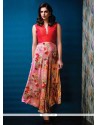 Beautiful Satin Print Work Designer Gown