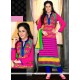 Astounding Resham Work Hot Pink Chanderi Cotton Churidar Salwar Kameez