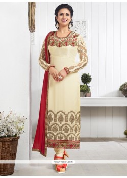 Majestic Faux Chiffon Embroidered Work Churidar Designer Suit