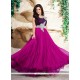 Satin Magenta And Purple Stone Work Designer Gown