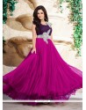 Satin Magenta And Purple Stone Work Designer Gown