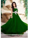 Vivacious Green Net Stone Work Designer Gown