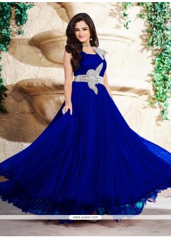 Festal Satin Blue Designer Gown