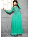 Dignified Net Sea Green Designer Gown