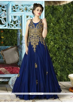 Net Blue Resham Work Designer Gown