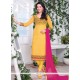 Lovely Yellow Faux Georgette Churidar Designer Suit