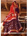 Winsome Patch Border Work Purple Banarasi Silk Designer Saree