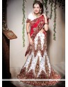 Excellent White And Red Net Bridal Lehenga Choli
