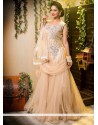 Competent Cream Net Stone Long Gown Lehenga Choli