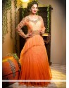 Blooming Orange And Peach Shaded Net Wedding Lehenga Choli