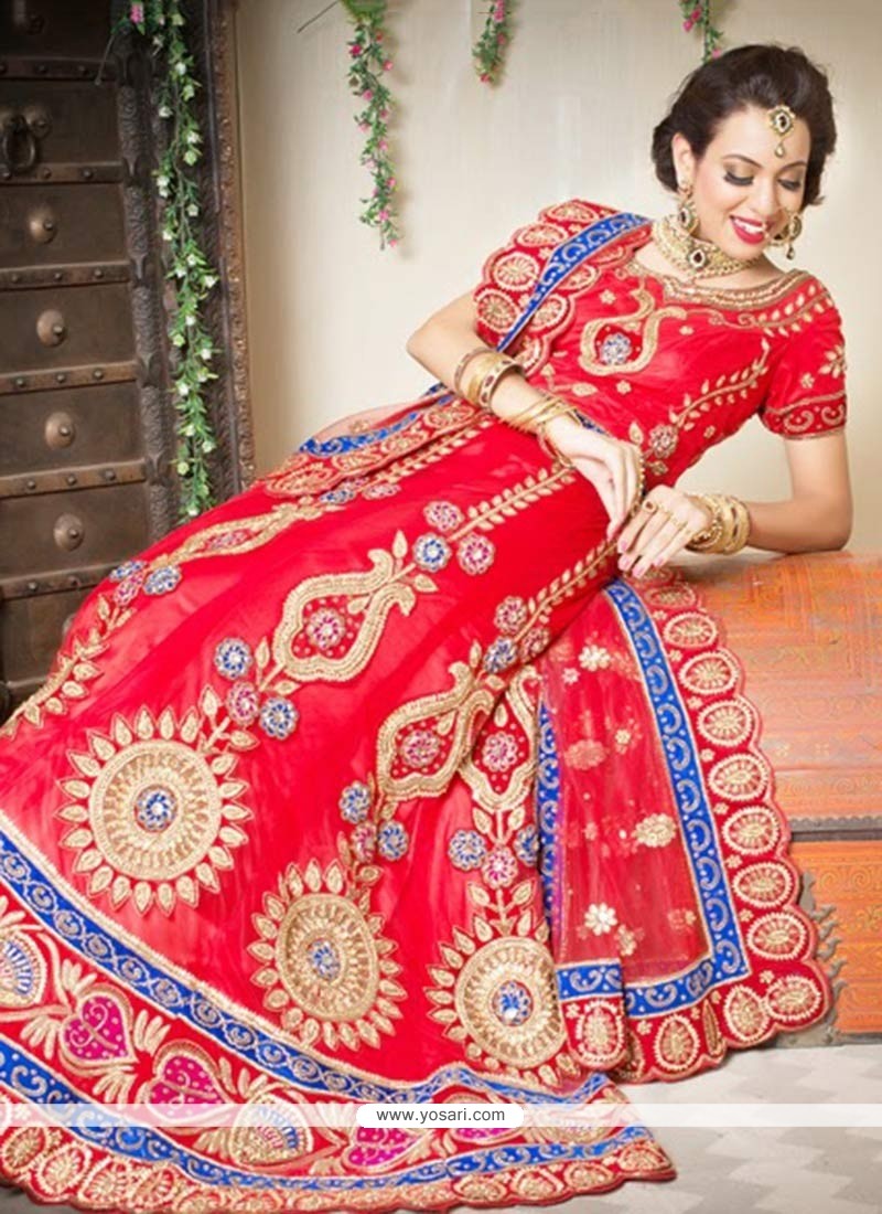 Beauteous Red Net Bridal Lehenga Choli