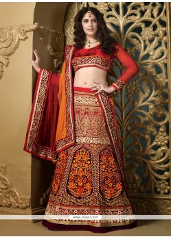 Epitome Red And Wine Net Heavy Embroidered Lehenga Choli