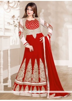 Flamboyant Red Anarkali Salwar Kameez