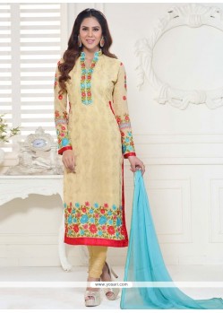 Delectable Georgette Yellow Patch Border Work Churidar Designer Suit